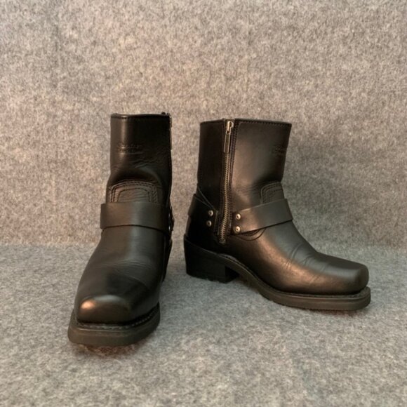 Harley Davidson Women's Full Grain Leather Upper El Paso Black Boots - Picture 2 of 12